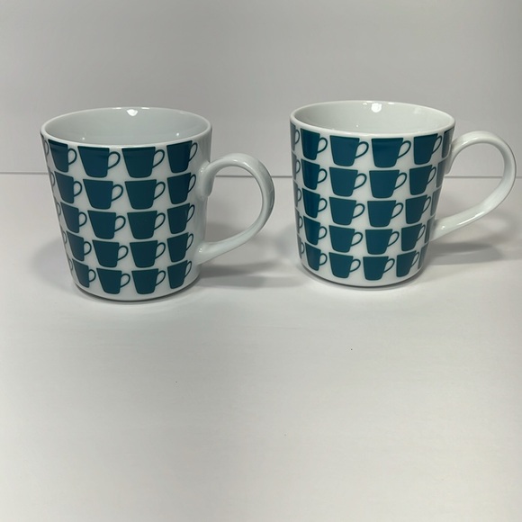 Crate & Barrel Large Mug w/ Teal Cups Decoration - Picture 2 of 6